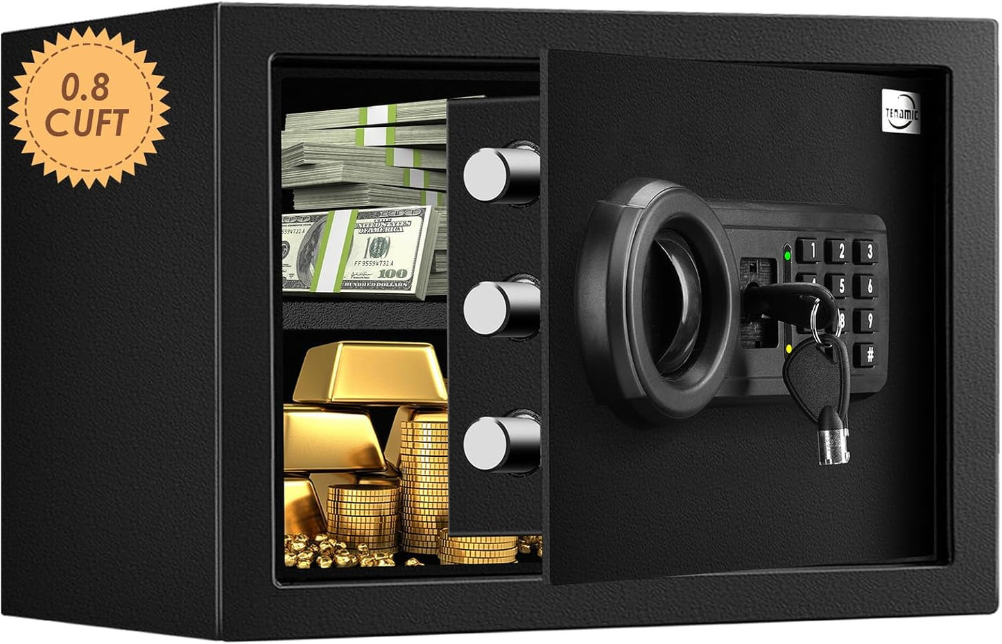 Tenamic Safe Box: Fireproof Waterproof Mini Safe for Home Use