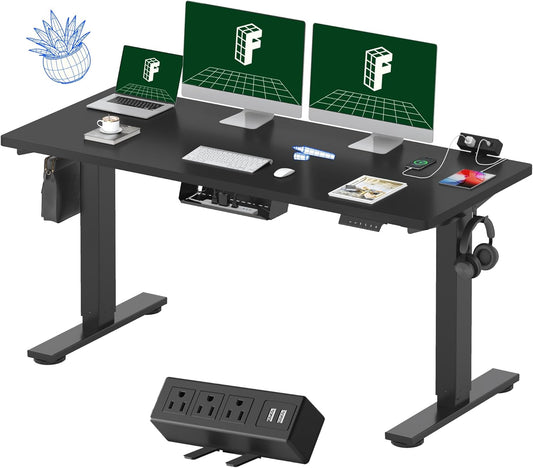 FLEXISPOT EN2 Electric Stand Up Desk with Power Strip and Memory