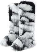 Women's Faux Fur Boots Furry Snow Boots Fuzzy Winter Shoes - Warm Flat
