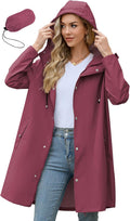 Long Packable Rain Jacket for Women - Waterproof Hooded Trench