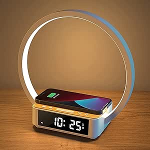 Amouhom Table Lamp with Wireless Charging and Alarm Clock