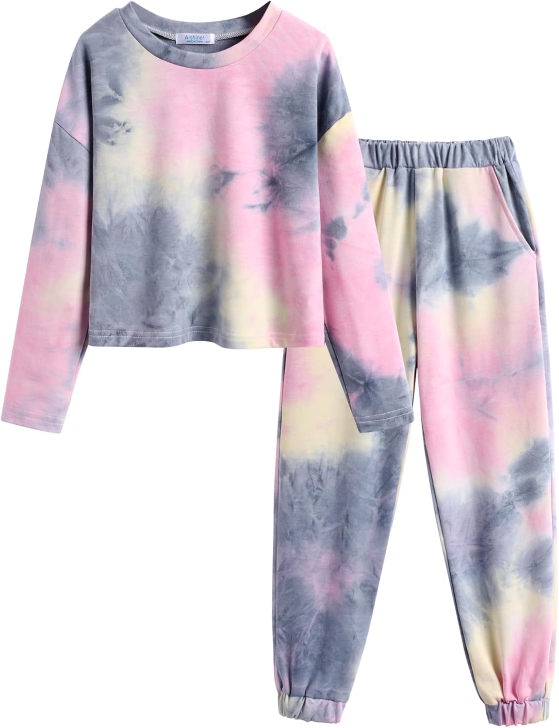 Arshiner Girls Tie Dye Sweatsuits Set for Kids Ages 5-14 Y