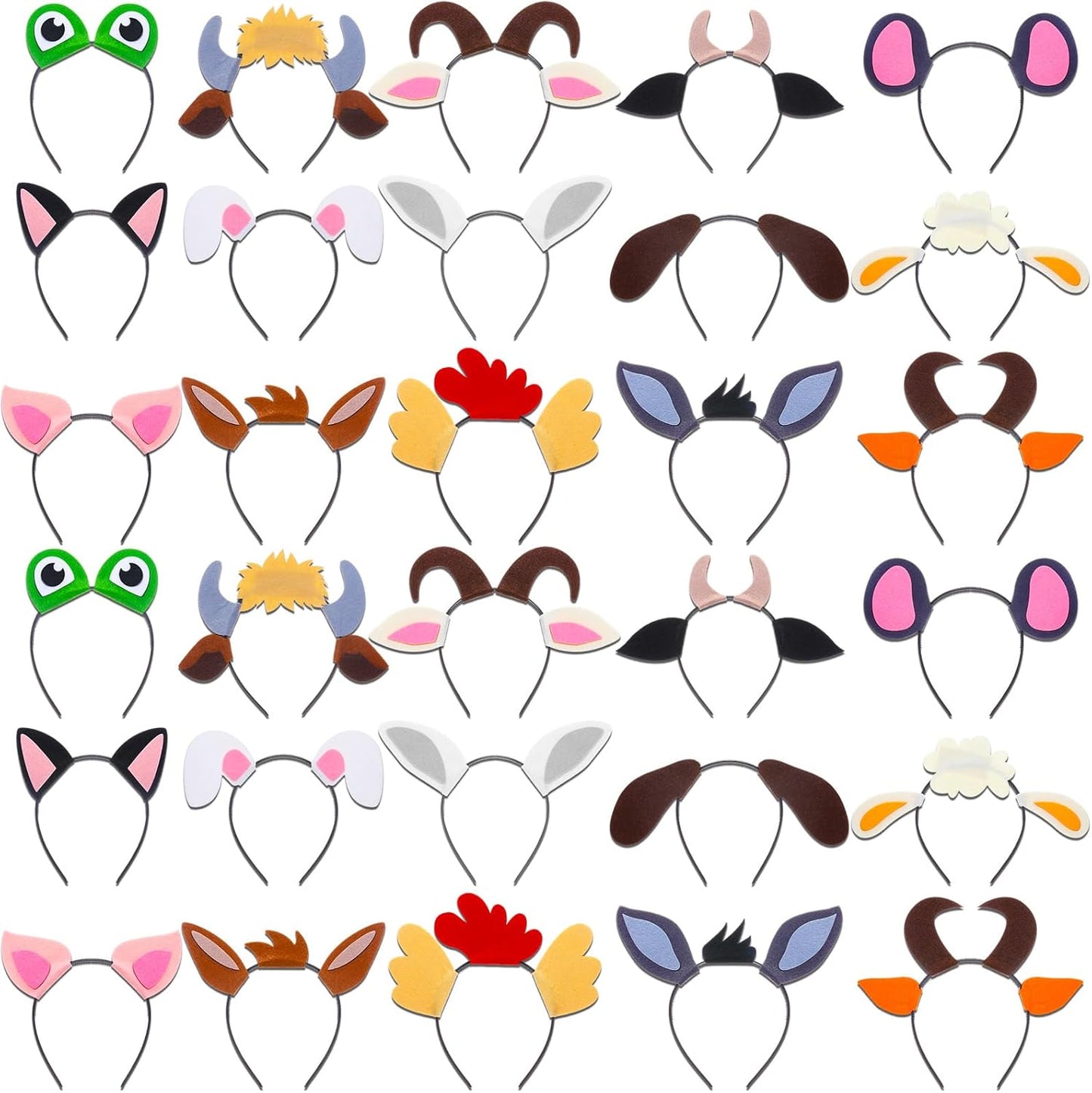 30 Pcs Jungle Animal Safari Ears Headbands for Kids Parties