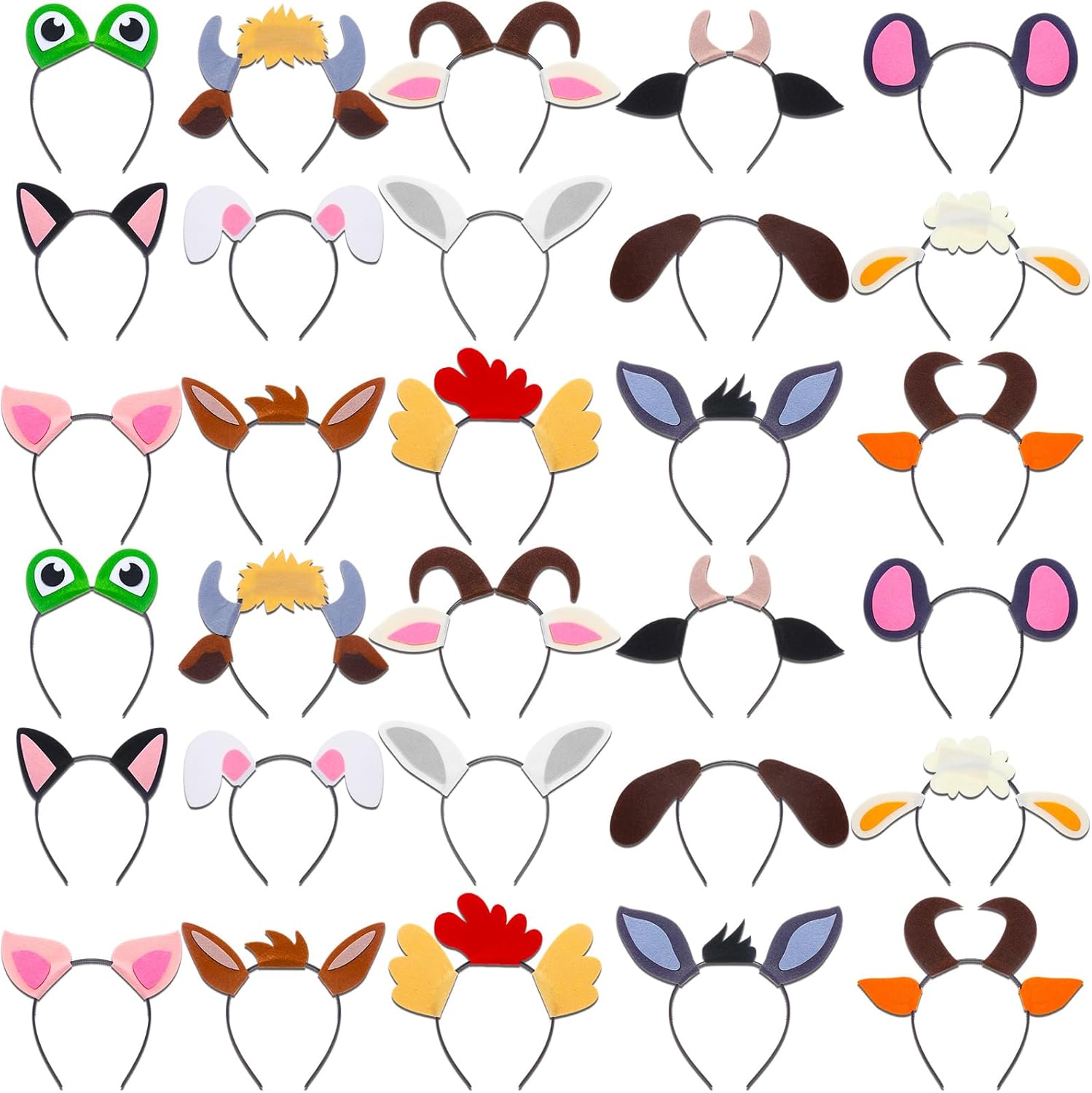 30 Pcs Jungle Animal Safari Ears Headbands for Kids Parties