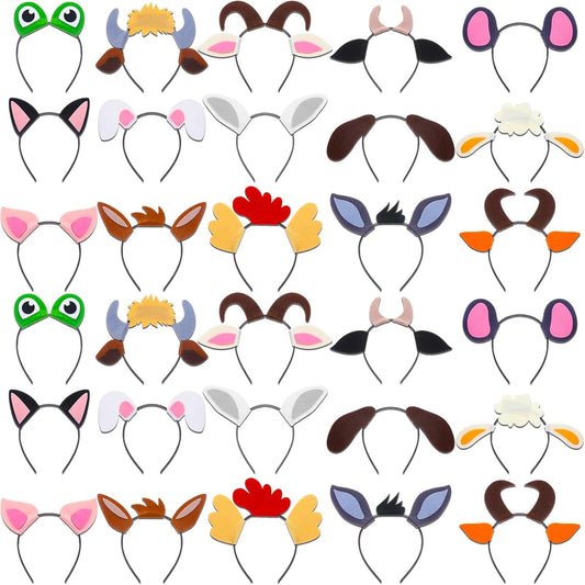 30 Pcs Jungle Animal Safari Ears Headbands for Kids Parties