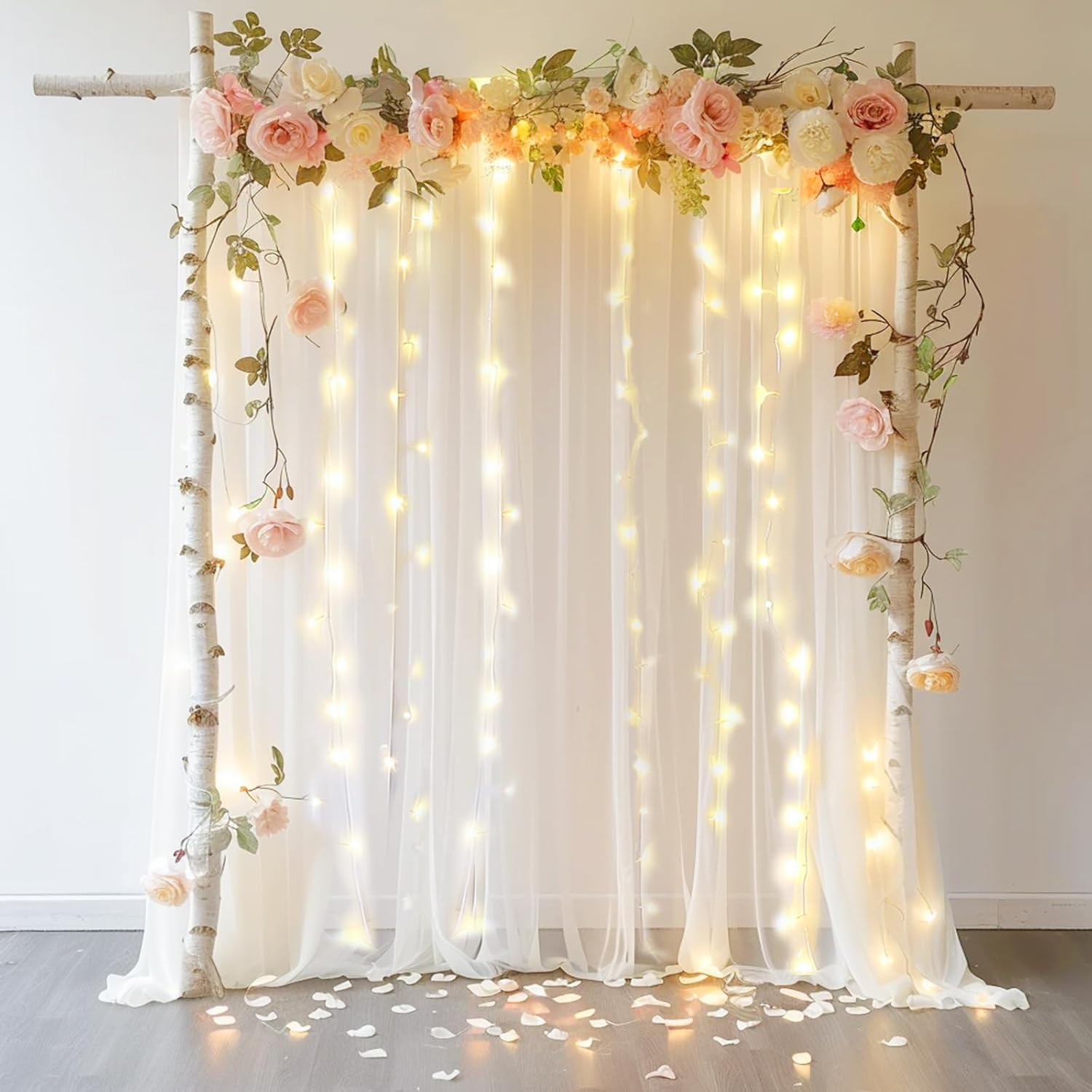 20 FT x 8 FT White Backdrop Curtain for Elegant Celebrations