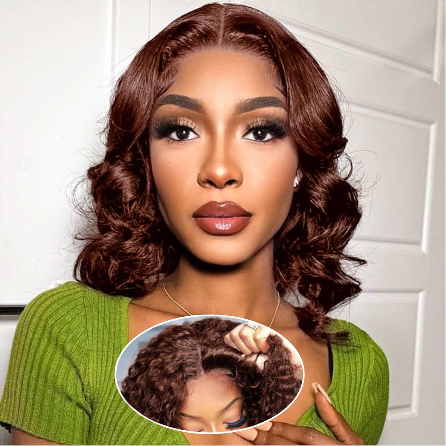 Chocolate Brown 5x5 Closure Body Wave Bob Wig for Women