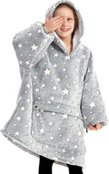 Wearable Blanket Hoodie for Kids Sherpa Patterns - Oversized Cozy Fit