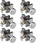 Polished Chrome Door Knobs with Square Rosette 6 Pack - Heavy Duty