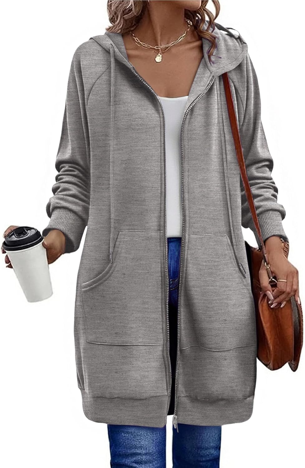 Zeagoo Women's Zip Up Hoodies Long Tunic Sweatshirts for Fall