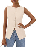 PRETTYGARDEN Women's Sleeveless Button Down Vest - Dressy Casual