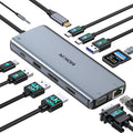 USB C Docking Station Dual Monitor Triple Display - 12-in-1 Multiport