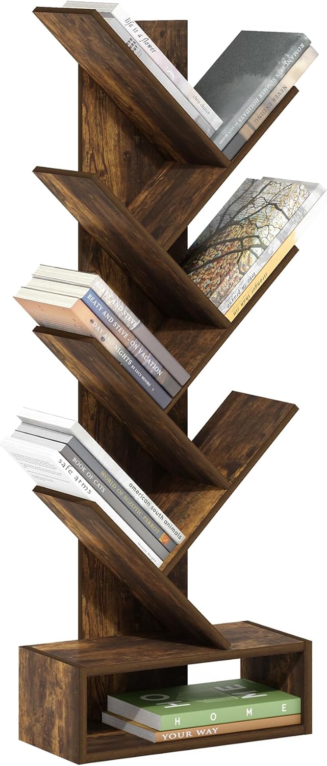 Furinno Tree Bookshelf 7-Tier Floor Standing Bookcase Design