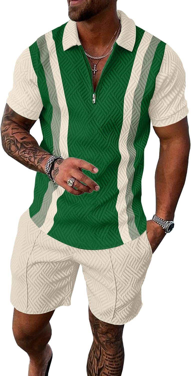 UOUA Mens Summer Track Suits 2 Piece Shorts Sets for Style