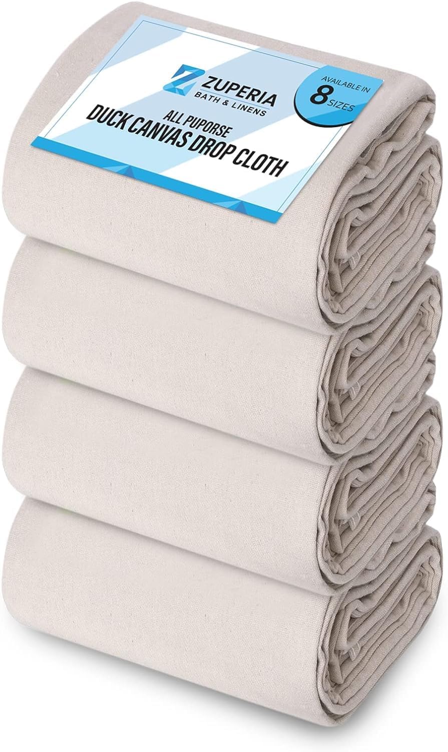 ZUPERIA Canvas Drop Cloth for Painting - Durable 5ftx20ft Pack
