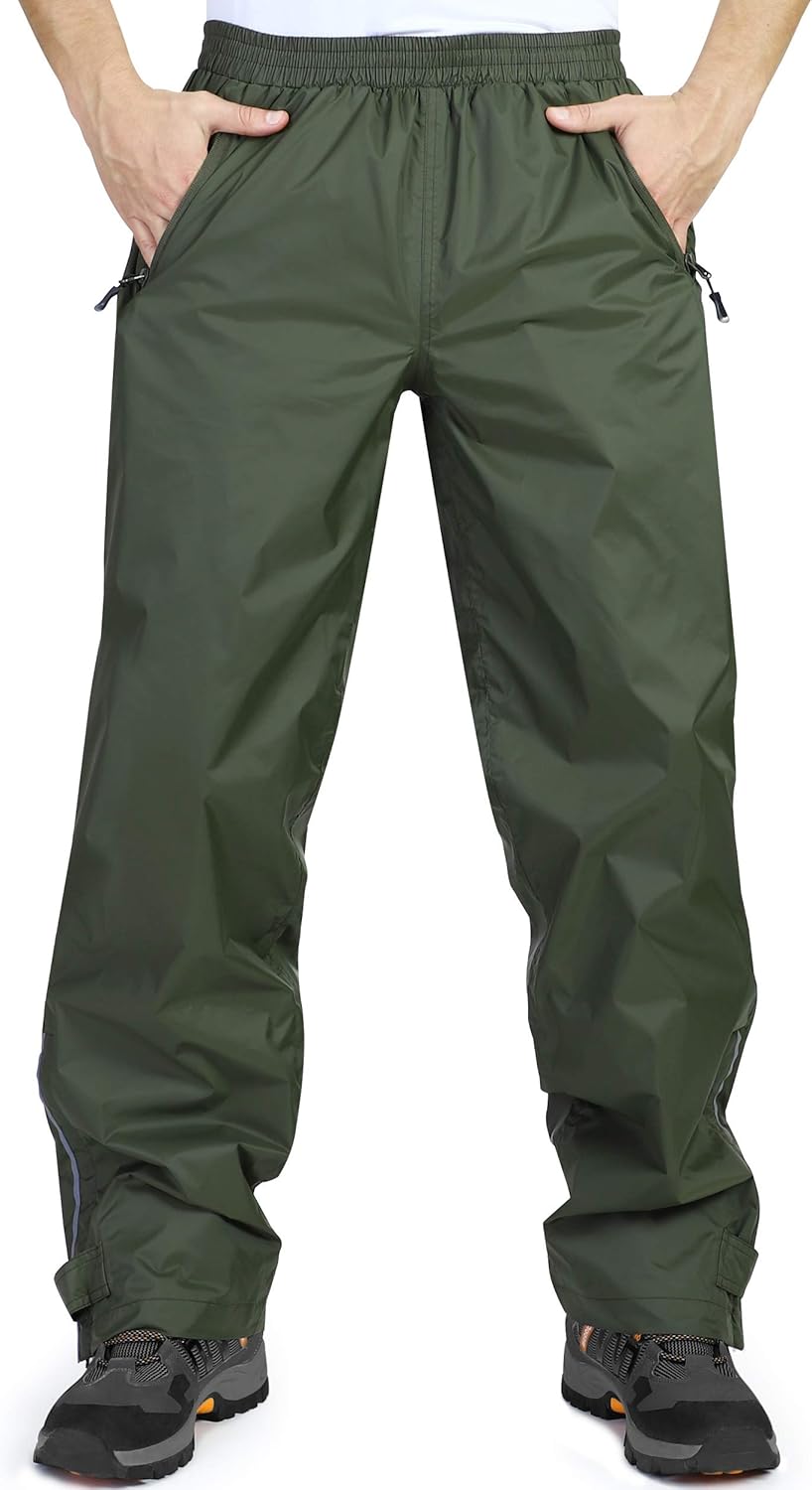 33,000ft Men's Waterproof Rain Pants for Hiking and Fishing