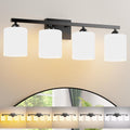 Quntis Black Bathroom Light Fixtures Over Mirror 4-Light LED Vanity
