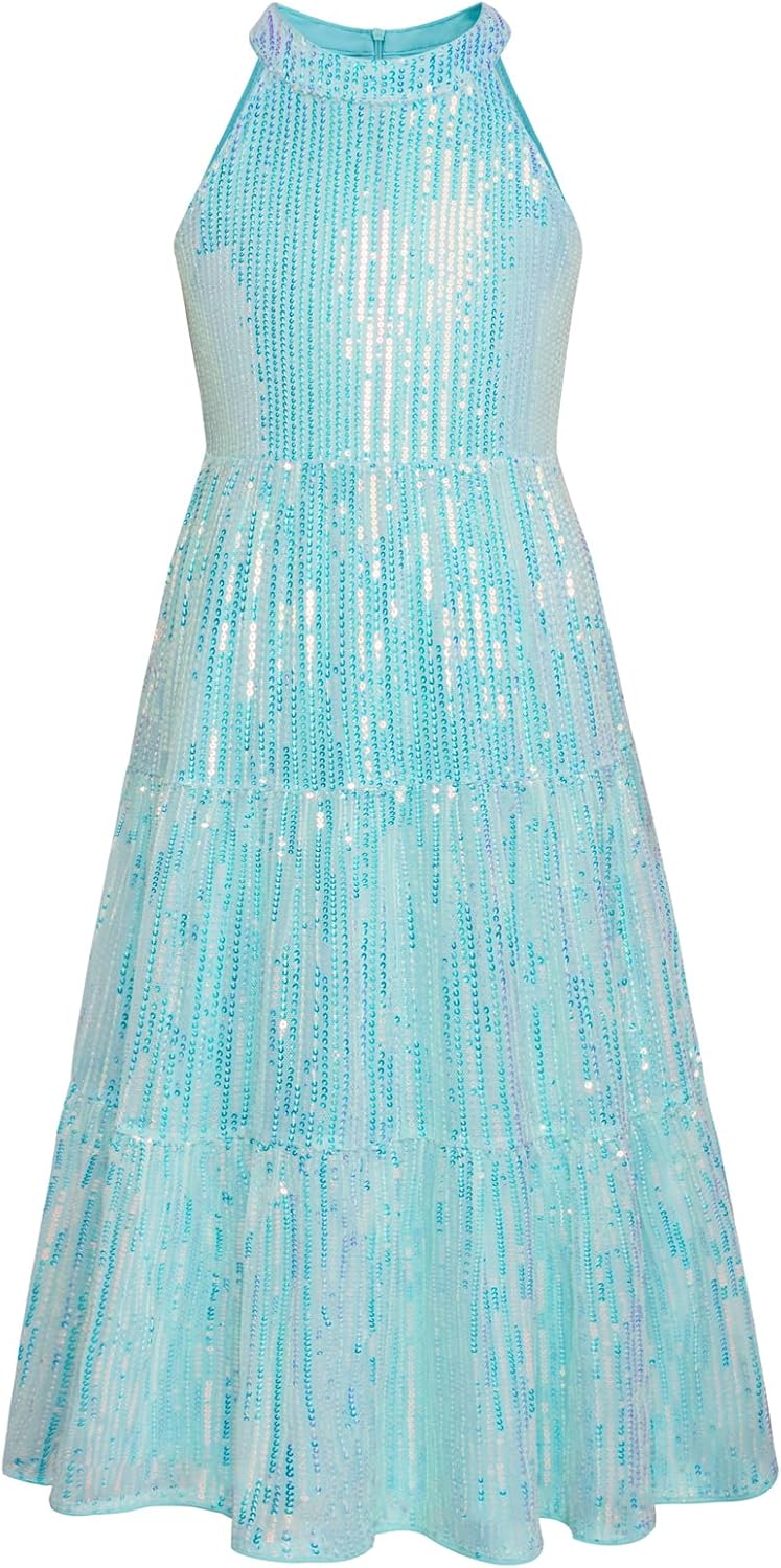 Elegant Girls Sequin Maxi Dress for Parties and Special Occasions