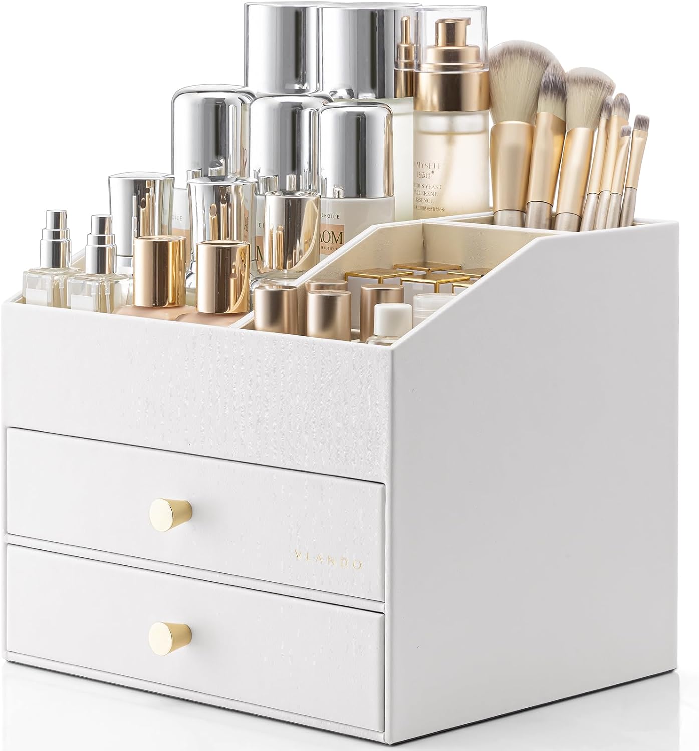 Vlando Makeup Organizer for Vanity - Large Capacity Storage Case