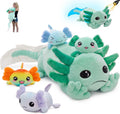 Axolotl Plush Pillow 31.5in Glow Mommy with 4 Baby Plushies - Fun Gift