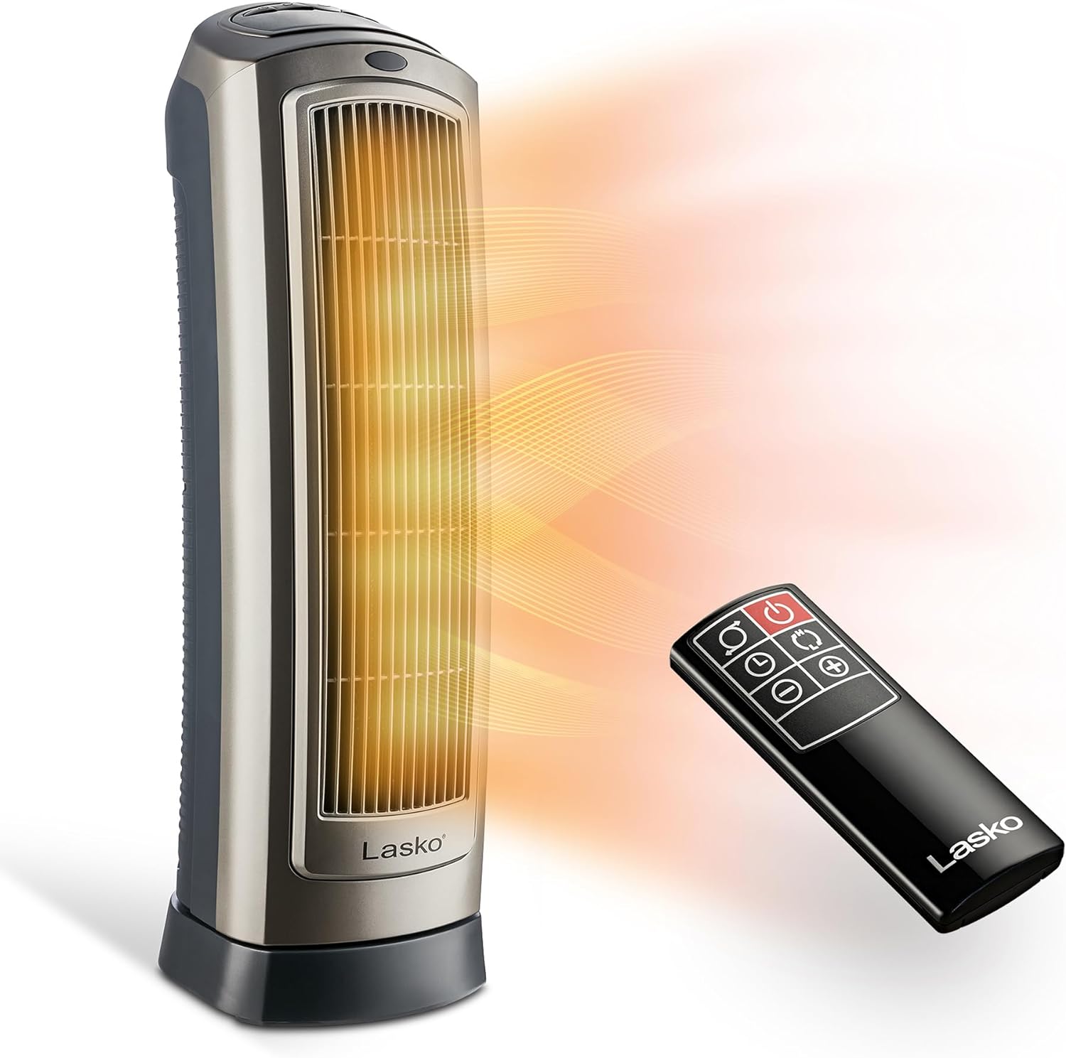 Lasko Oscillating Ceramic Tower Heater - Remote Control, Timer, Adjustable Thermostat