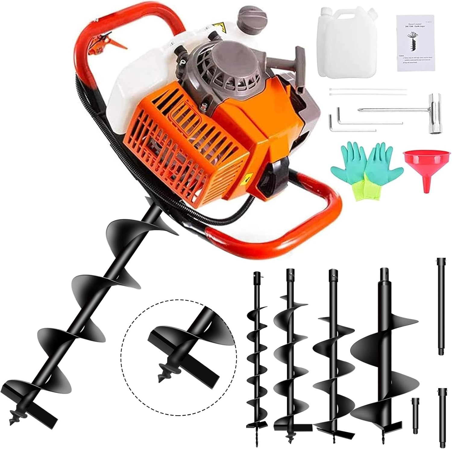 62cc Post Hole Digger with 4 Auger Bits for Easy Digging