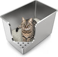 Stainless Steel Litter Box with High Sides for Big Cats
