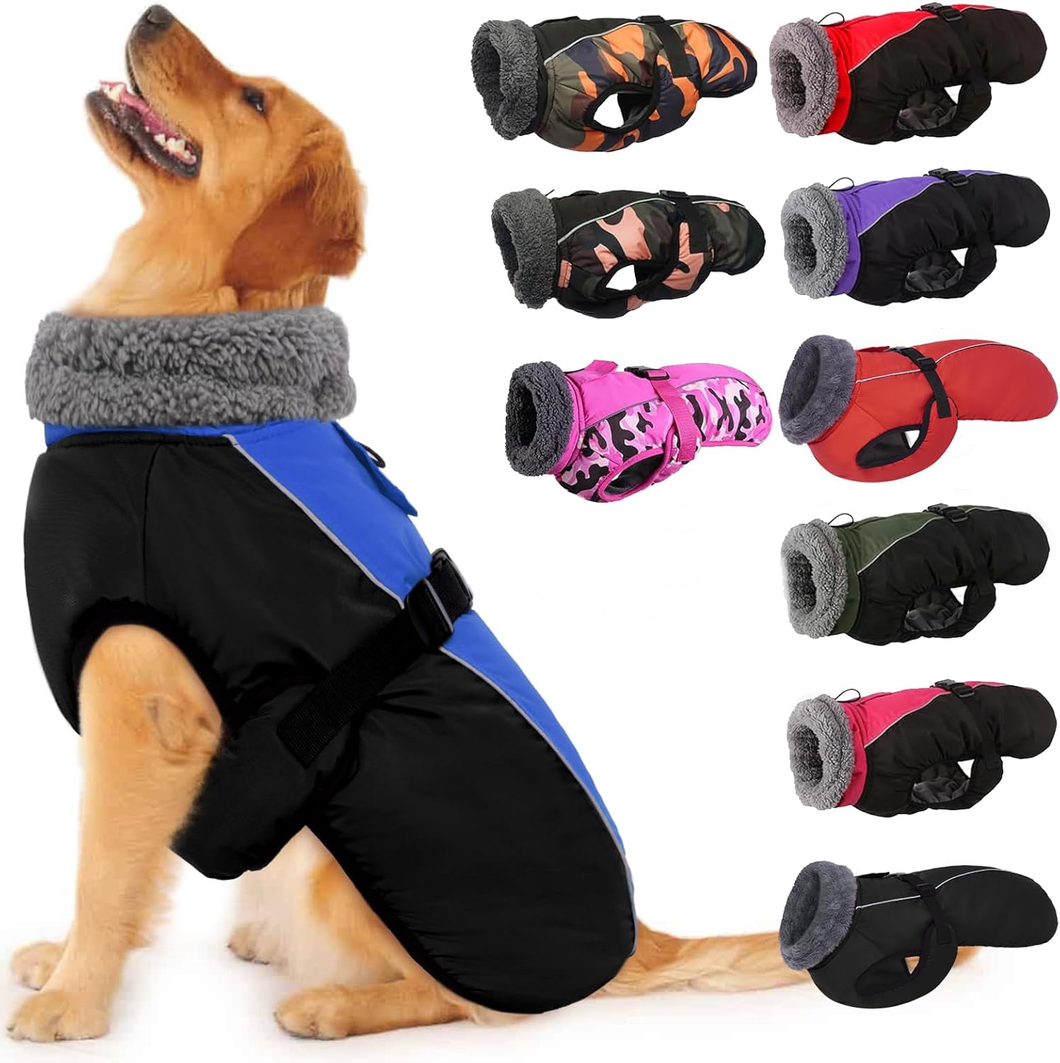 IECOii Extra Warm Dog Coat - Reflective Adjustable Jacket