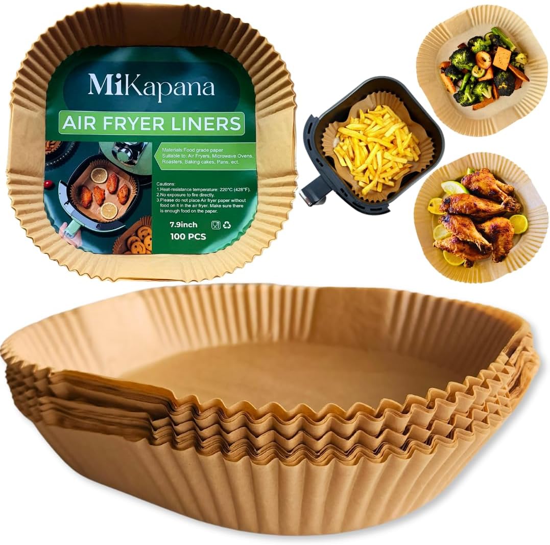 MiKapana 100 Pcs Non-Stick Air Fryer Liners