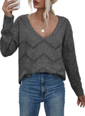 Womens Crochet Sweater Top Hollow Out Long Sleeve Pullover