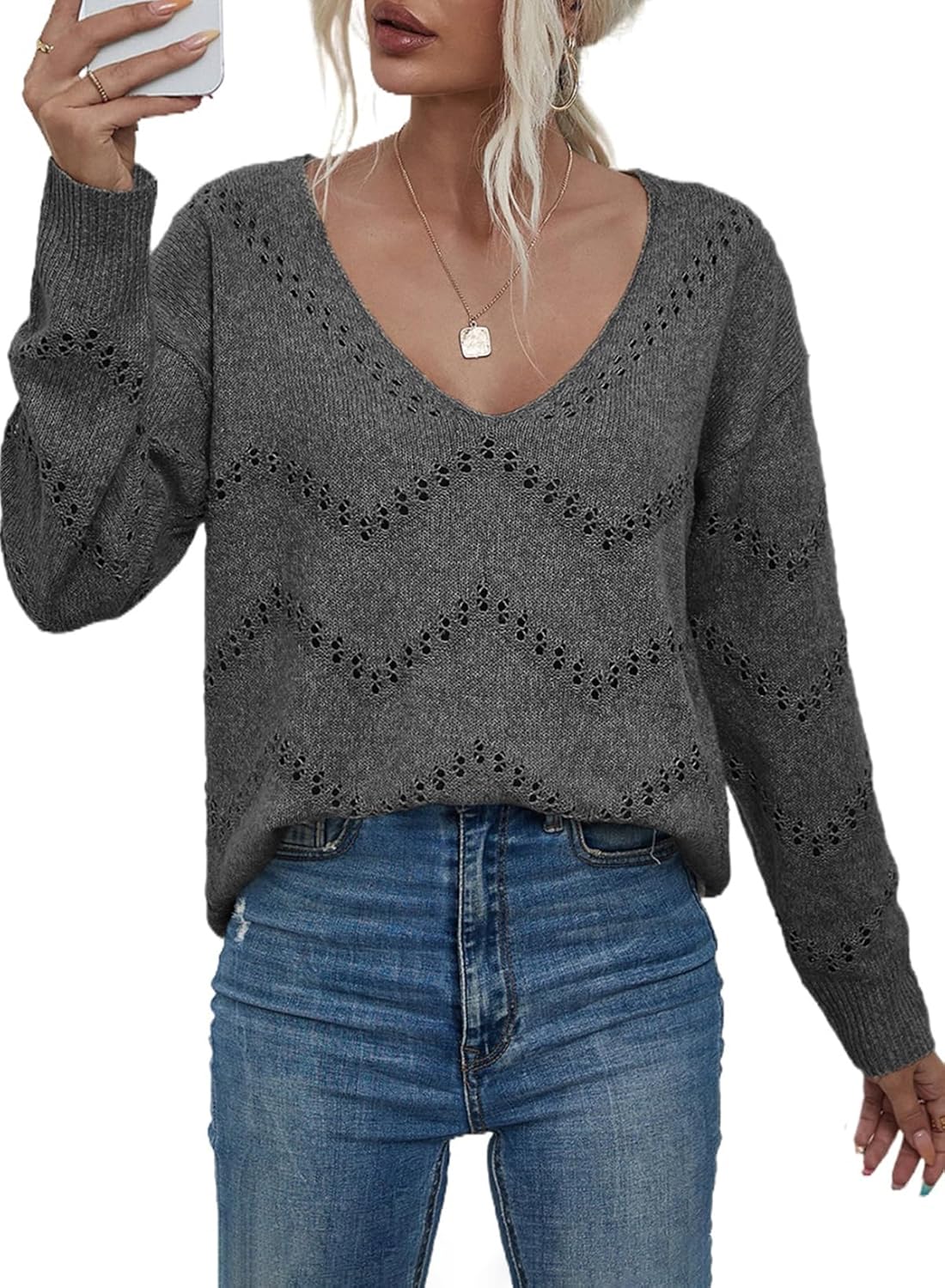 EVALESS Women's Crochet Sweater Top for Cozy Fall Fashion 2025