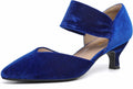 RIBONGZ Kitten Heels for Women Closed Toe Comfortable Low Heels Royal