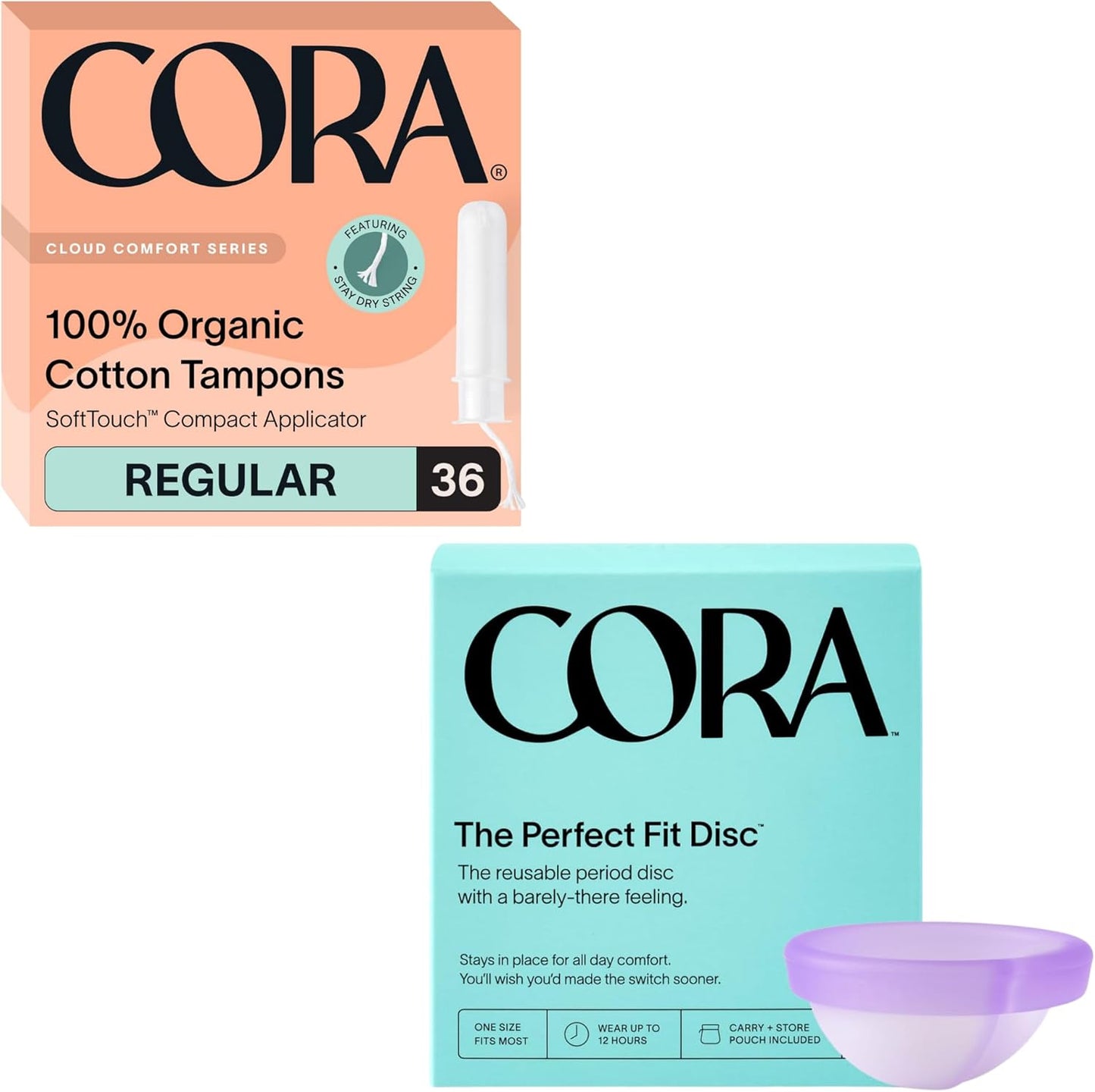 Cora Eco-Friendly Menstrual Bundle | 36 Tampons + Disc