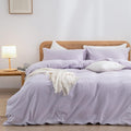 BESTOUCH Taro Purple Washed Cotton Duvet Cover Set - King