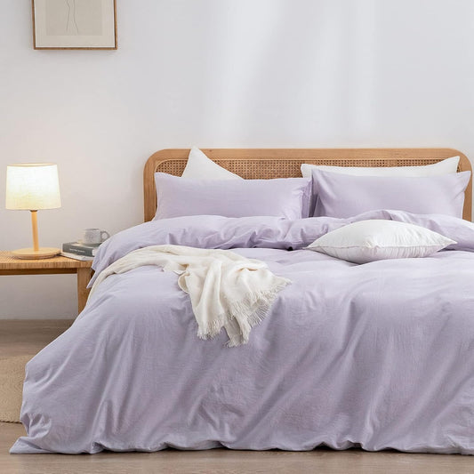 BESTOUCH Duvet Cover Set 100% Washed Cotton for King Size Beds