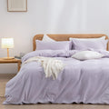 BESTOUCH Duvet Cover Set 100% Washed Cotton Taro Purple - Soft Linen
