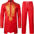 ZEROYAA Men's Africa Suit Long Sleeve Dashiki and Pants Set - Classic