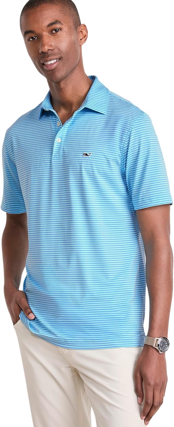 Vineyard Vines Mens Bradley Stripe Sankaty Polo for Comfort