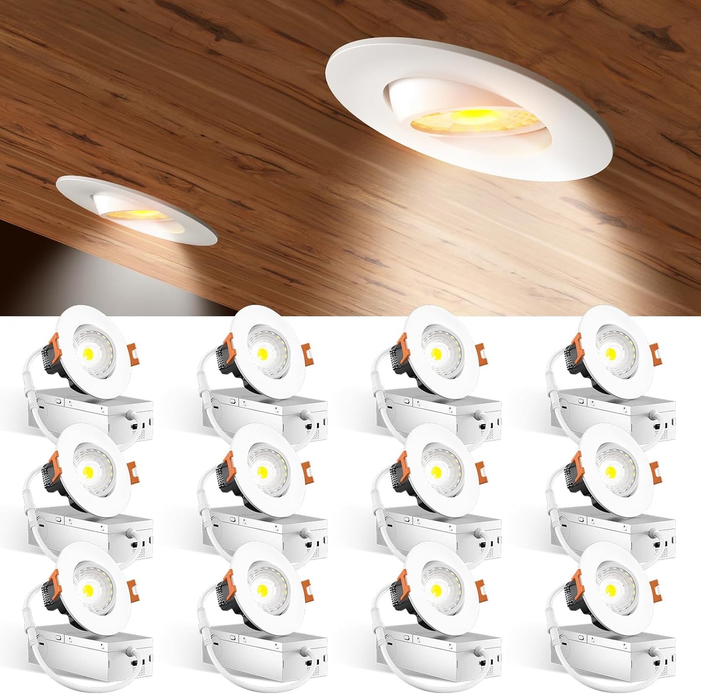 Amico 12 Pack 3 Inch 5CCT Eyeball LED Recessed Lighting Review