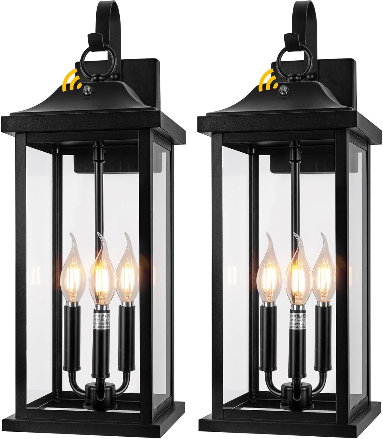 2-Pack Dusk to Dawn Outdoor Lighting with Modern Black Design