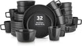 Stone Lain Celina Stoneware 32 Piece Dinnerware Set - Black Matte