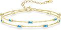 Birthstone Bracelets for Women Double Layer Sterling Silver - Dainty