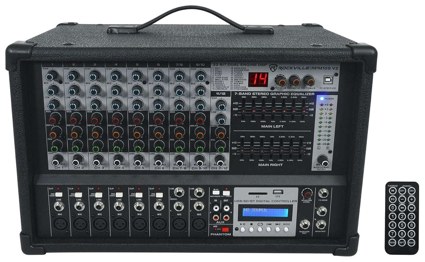 Rockville RPM109 V2 12 Channel Powered Mixer for Live Sound