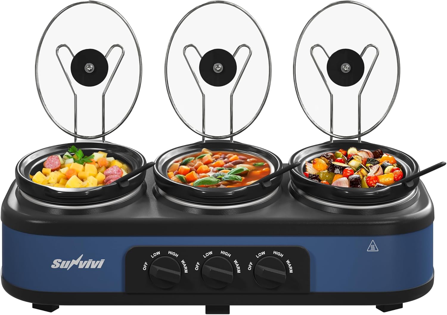 Sunvivi Triple Slow Cooker Buffet Servers for Effortless Meals