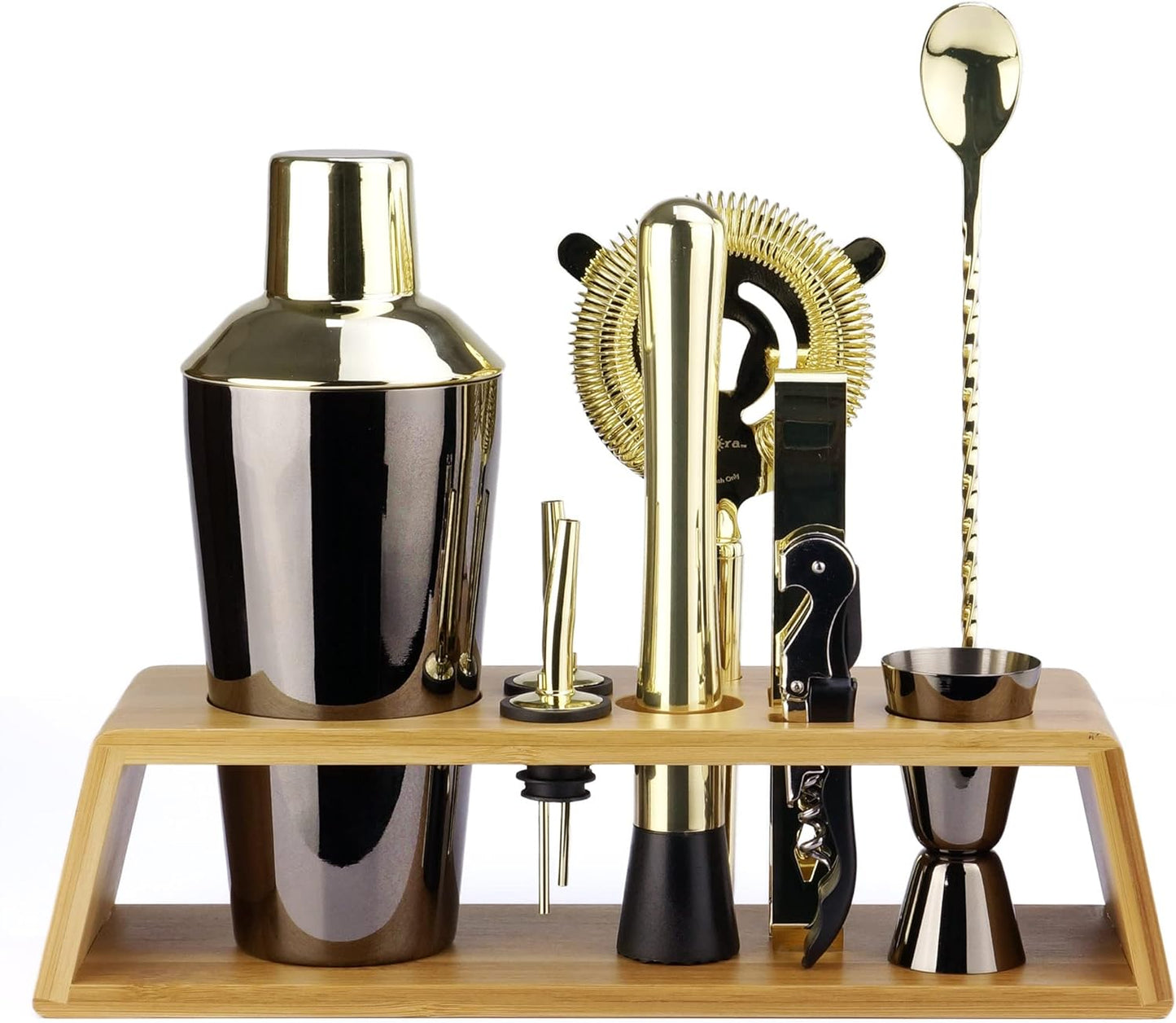 10Pcs Bartender Kit Bar Set for Home with Bamboo Stand