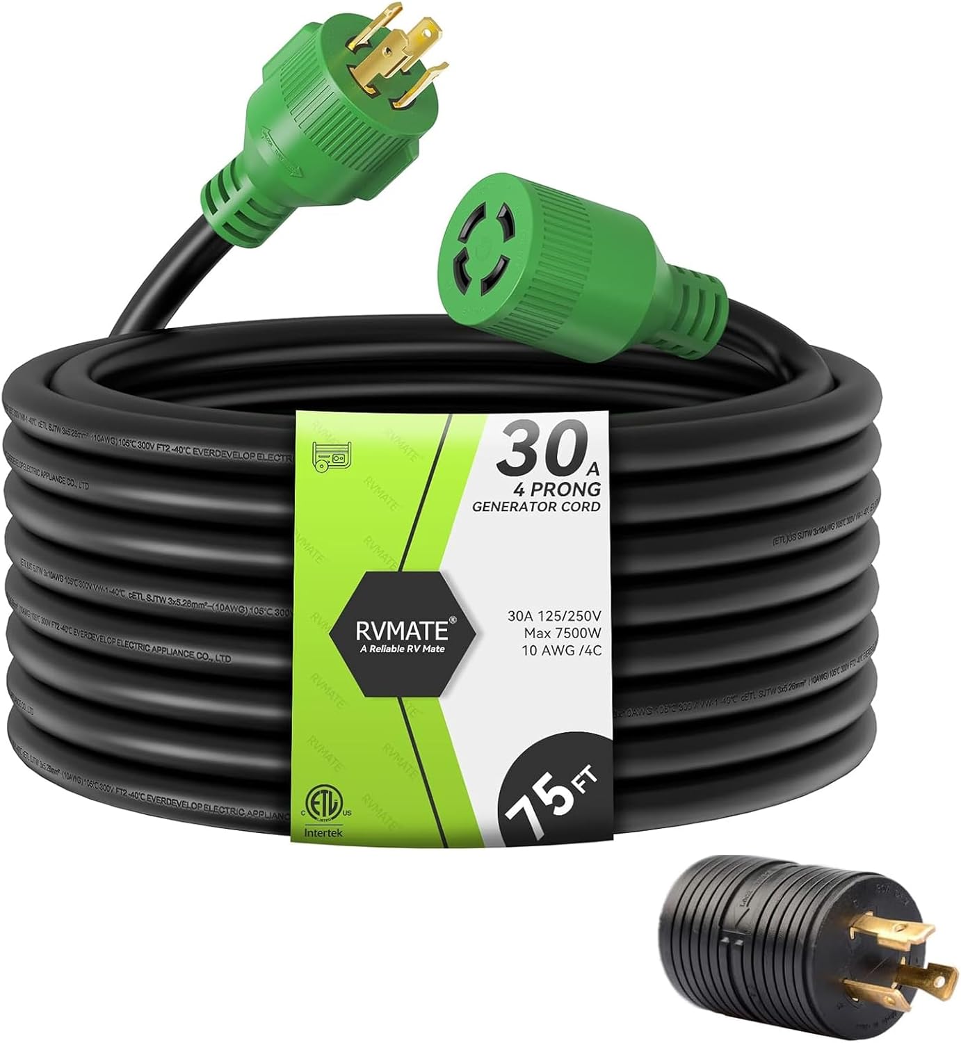 RVMATE 30 Amp Generator Cord 75 Feet for Reliable Power Supply