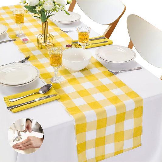 Checkered Table Runner 12 Pack Waterproof Gingham for Events