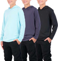 Dry-Fit Youth Boys Long Sleeve Hoodie Sweatshirts 3 Pack