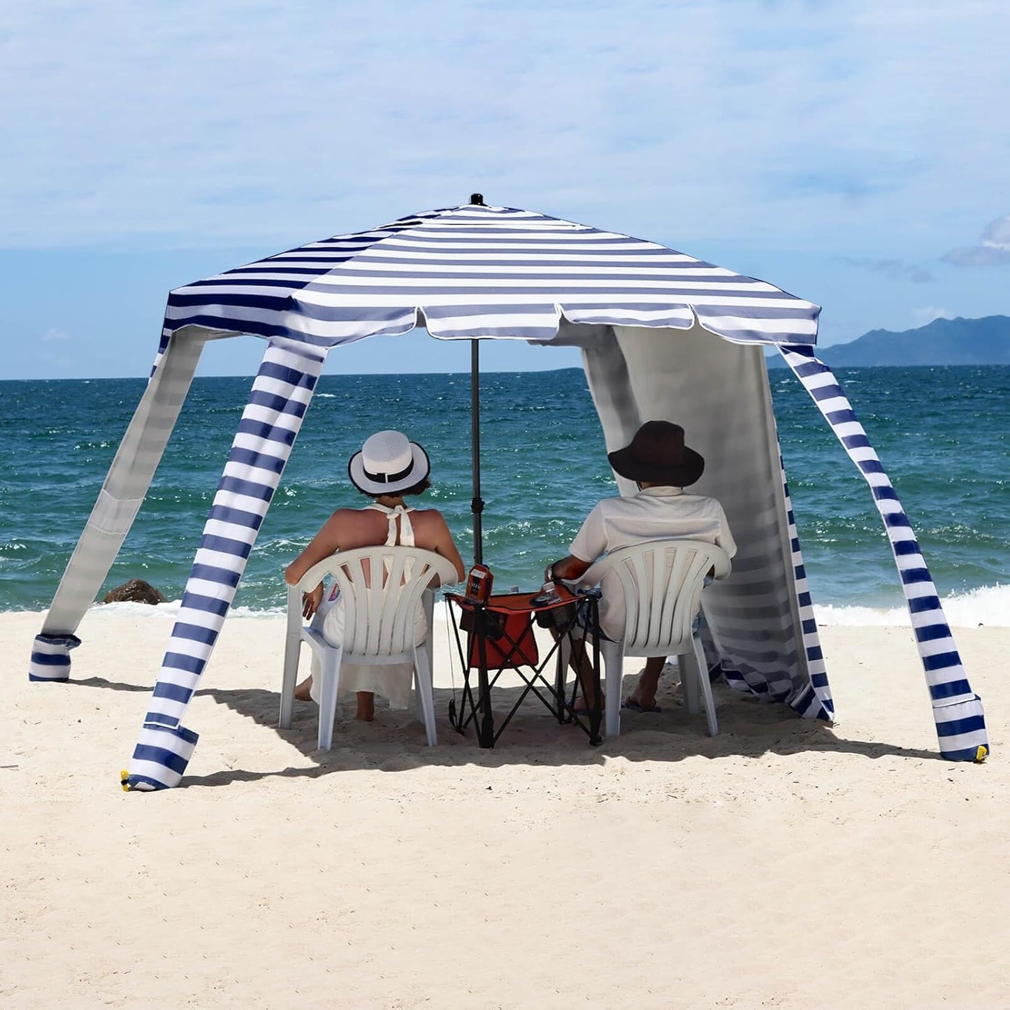 Beach Cabana with Foldable Camping Table - UV Protection Tent