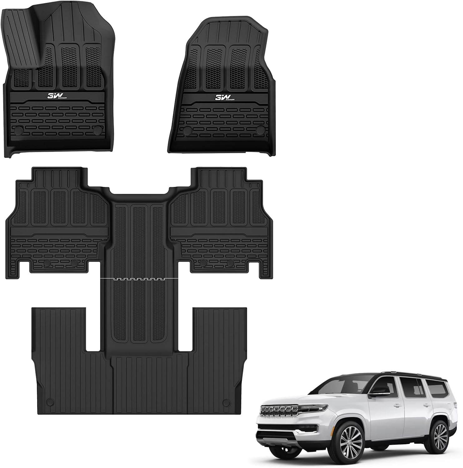 3W Floor Mats for Jeep Grand Wagoneer L 2022-2025 All Weather
